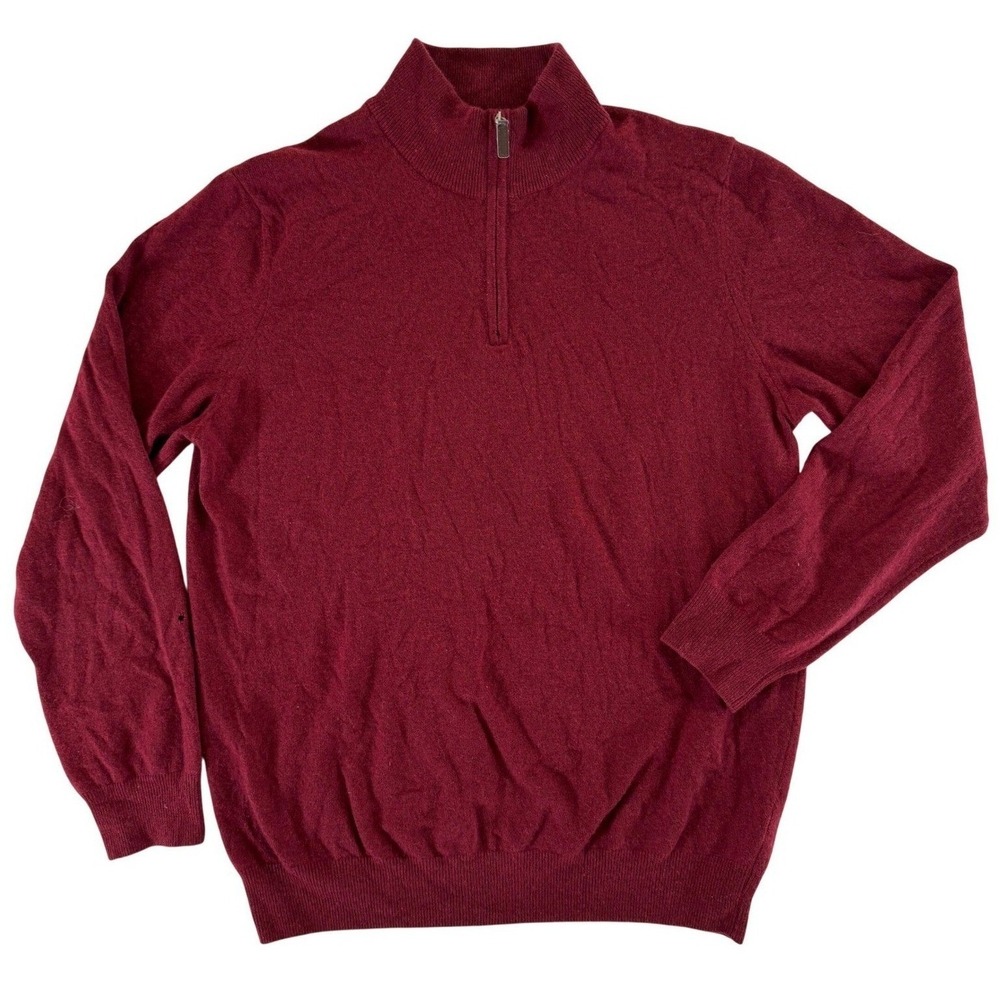 Mantovani Studio Italian Cashmere 1/4 Zip Sweater XL Burgundy – READ description